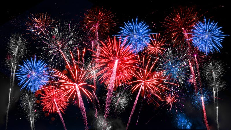 Red and blue fireworks