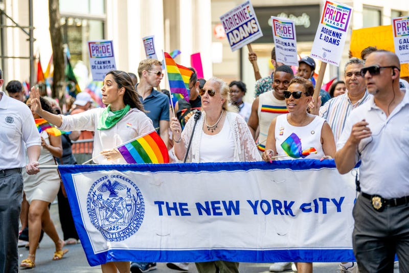 Manhattan Borough President Gale Brewer marches during the 2022 New York City Pride March on June 26, 2022 in New York City.