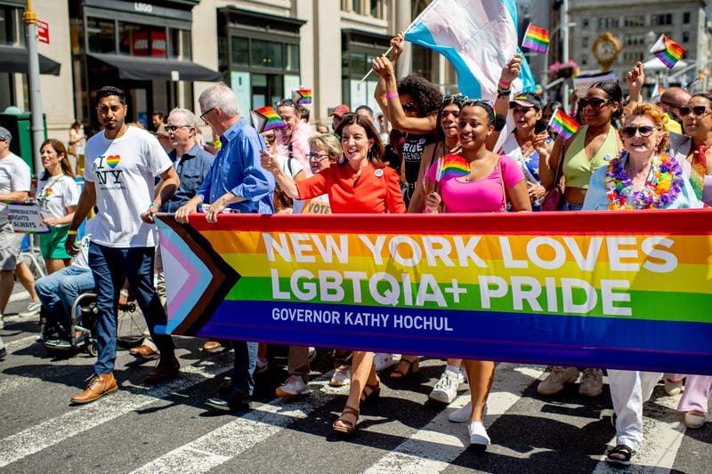 Governor Kathy Hochul marching in Pride 2022