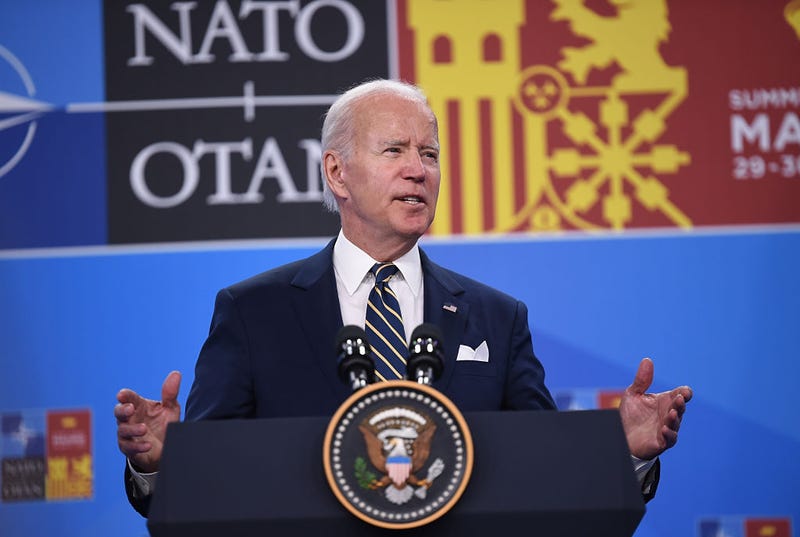 US President Joe Biden holds his press conference at the NATO Summit on June 30, 2022 in Madrid, Spain.