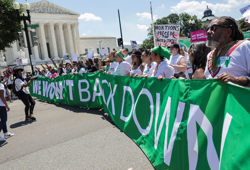 Abortion rights activists protest outside the U.S. Supreme Court on the last day of their term on June 30, 2022 in Washington, DC.