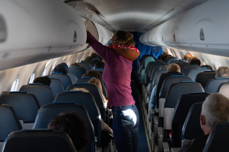 Plane cabin stock photo.