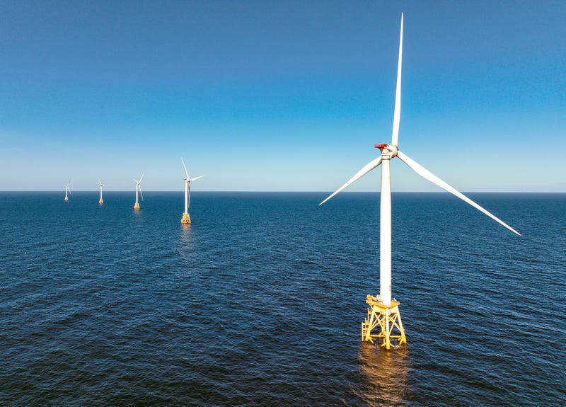 An offshore wind farm off the coast of Rhode Island.