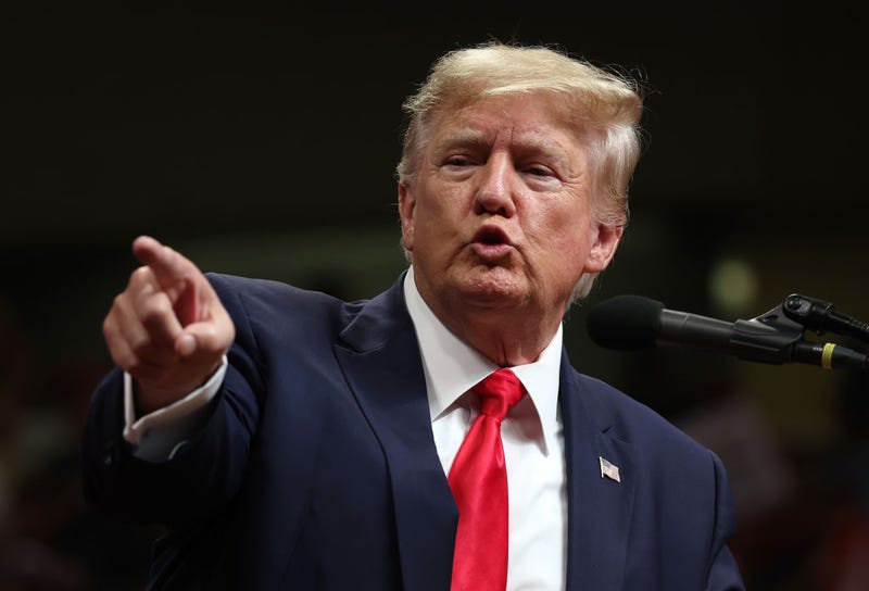 Former U.S. President Donald Trump speaks during a "Save America" rally at Alaska Airlines Center on July 09, 2022 in Anchorage, Alaska.