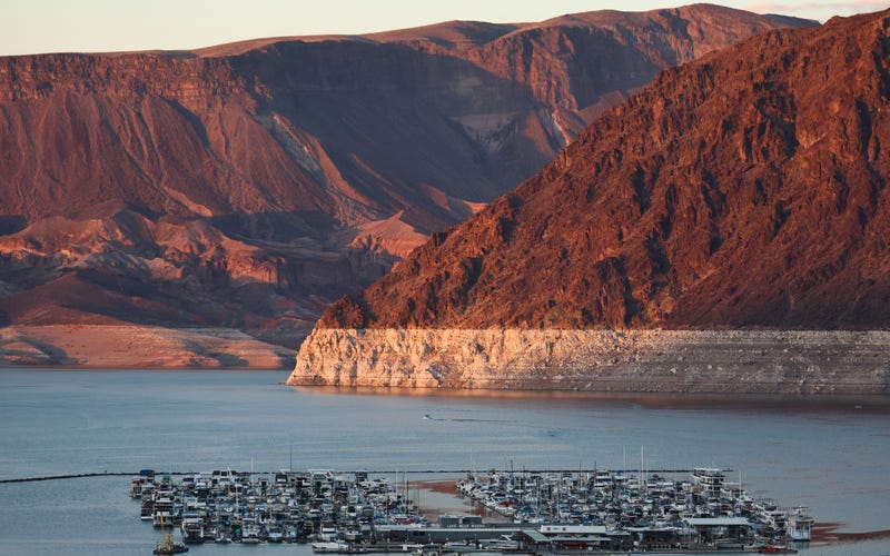 Boats are docked at Lake Mead Marina on the drought-stricken Lake Mead on June 24, 2022 in the Lake Mead National Recreation Area