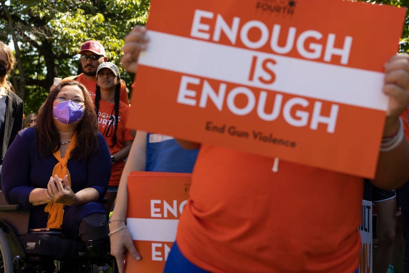 U.S. Sen. Tammy Duckworth (D-IL) attends a rally near the U.S. Capitol calling for a federal ban on assault weapons on July 13, 2022 in Washington, DC. 