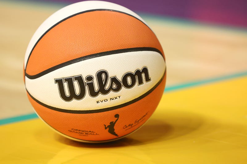 A view of a game ball during a game between the Washington Mystics and Los Angeles Sparks at Crypto.com Arena on July 12, 2022 in Los Angeles, California.