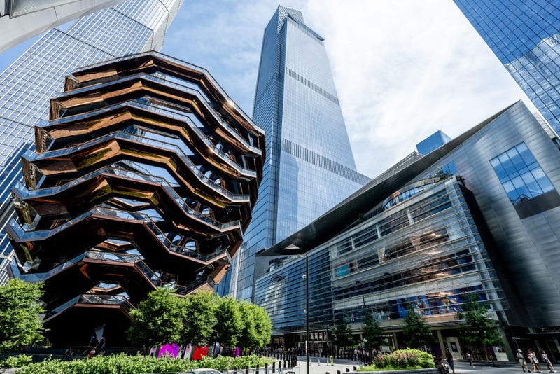 A view from inside the "Vessel" in Hudson Yards in Manhattan on July 13, 2022 in New York City. The "Vessel" was completed on 2019 by architect Thomas Heatherwick.