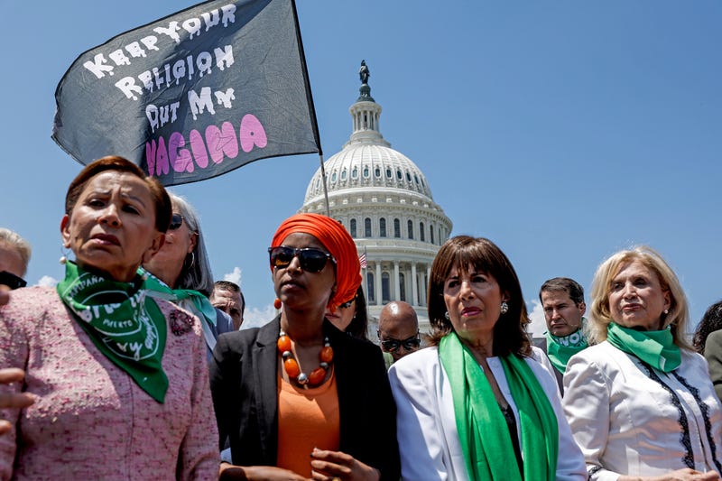 ep. Jackie Speier (D-CA) (2nd R) leads House Democrats to join an abortion rights protest with the Center for Popular Democracy Action (CPDA) in front of the U.S. Supreme Court Building on July 19, 2022 in Washington, DC. 