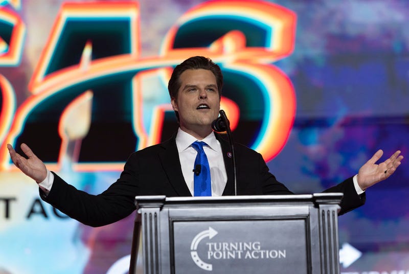 Rep. Matt Gaetz (R-FL) speaks during the Turning Point USA Student Action Summit held at the Tampa Convention Center on July 23, 2022 in Tampa, Florida. The event features student activism, leadership training, and a chance to participate in networking events with political leaders. (Photo by Joe Raedle/Getty Images)