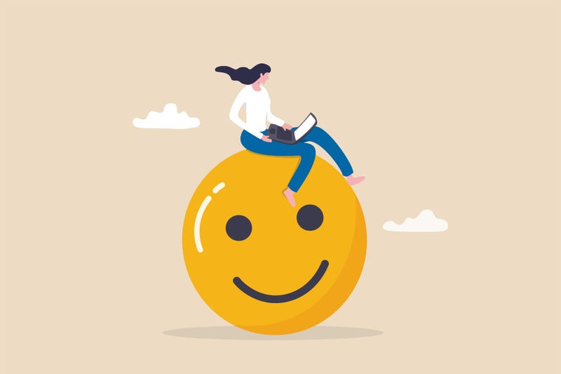 Person sitting on a smiling face. 