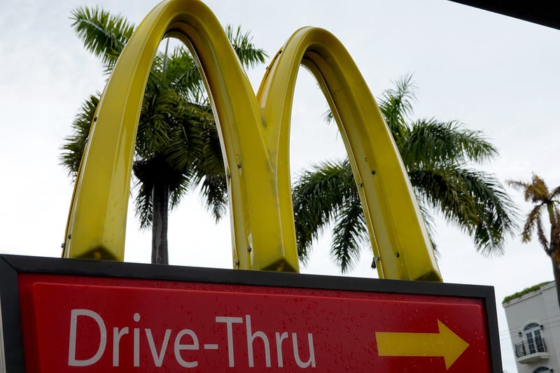 A McDonalds sign hangs outside the fast food restaurant on July 26, 2022 in Miami, Florida.