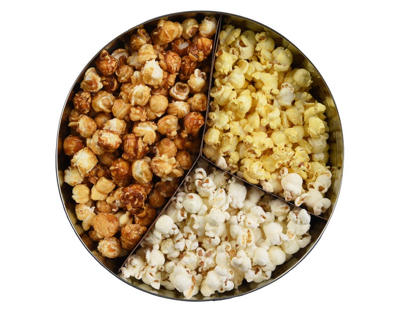 File photo: Tin of three different types of popcorn