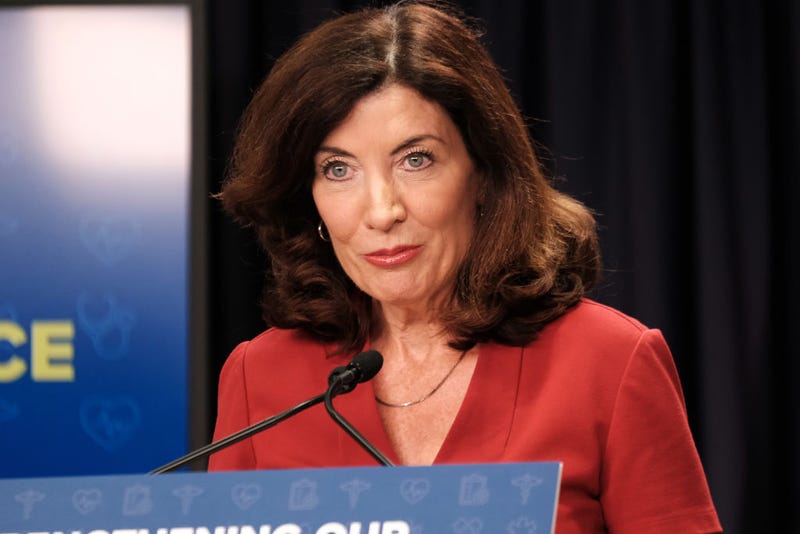 New York Governor Kathy Hochul speaks at a news conference on August 03, 2022 in New York City. 