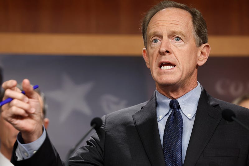 Sen. Pat Toomey (R-PA) speaks at a press conference on taxes at the U.S. Capitol Building on Aug. 3, 2022, in Washington, D.C.