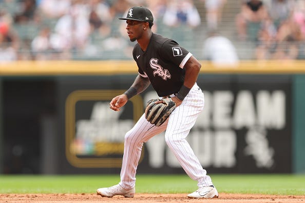 Tim Anderson models the black alternate tops of the White Sox.