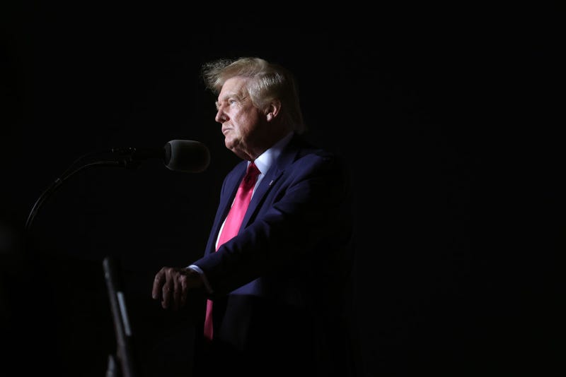 Former President Donald Trump speaks to supporters during a rally on August 05, 2022 in Waukesha, Wisconsin.