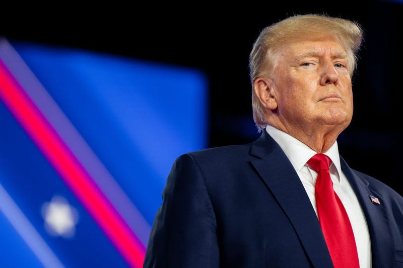 Former U.S. President Donald Trump prepares to speak at the Conservative Political Action Conference CPAC held at the Hilton Anatole on August 06, 2022 in Dallas, Texas.