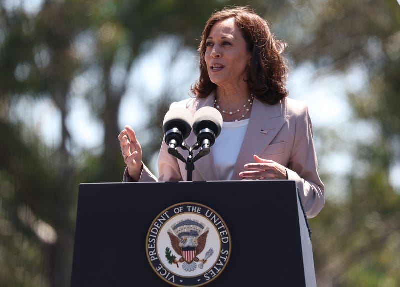 U.S. Vice President Kamala Harris speaks during a visit to Chabot Space & Science Center on August 12, 2022 in Oakland, California.