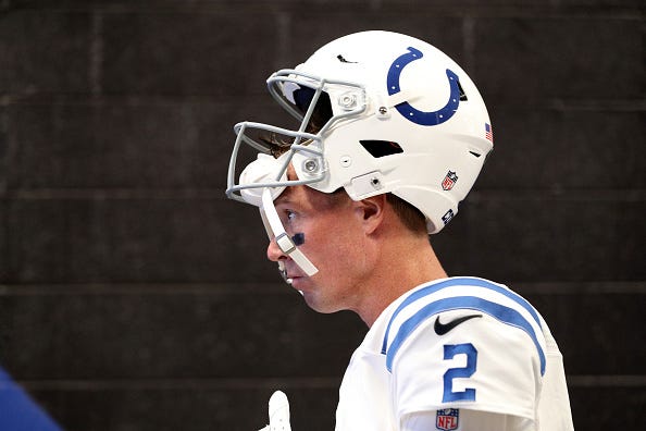 Matt Ryan models the Colts white uniform tops. 