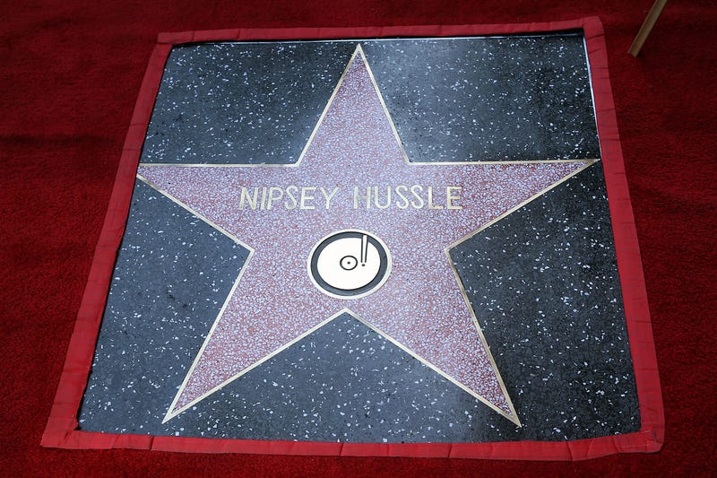 Nipsey Hussle is posthumously honored with a star on The Hollywood Walk of Fame on August 15, 2022 in Los Angeles, California. 
