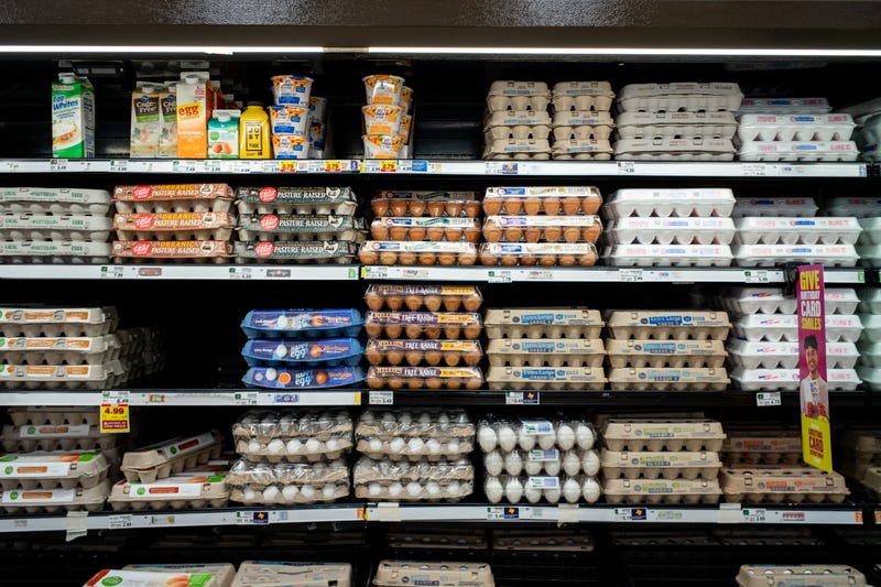 Cartons of eggs are seen for sale in a Kroger grocery store on August 15, 2022 in Houston, Texas.