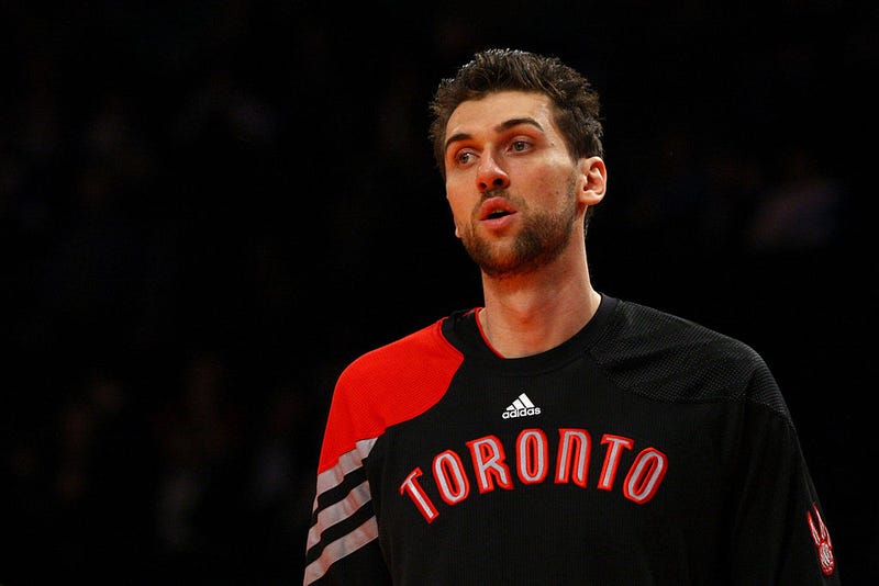 Andrea Bargnani in a Raptors warmup