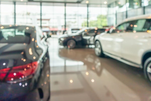 Cars in a dealership showroom