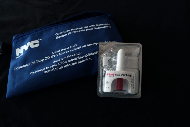 A Narcan nasal overdose kit, given out free by the city of New York, is displayed as part of the Brooklyn Community Recovery Center's demonstration on how to use Narcan to revive a person in the case of a drug overdose on September 01, 2022 in the Brooklyn borough of New York City. Nearly one million people have died of drug overdose deaths in America in the past two decades, with an increasing majority of those deaths due to synthetic opioids like fentanyl. The Brooklyn Community Recovery Center handed out packs of Narcan nasal spray before holding a brief vigil to those lives lost due to drug overdoses.