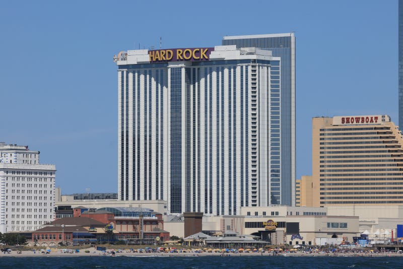 A general view of the Hard Rock Hotel & Casin on August 28, 2022 in Atlantic City, New Jersey, United States. With warming waters, dolphins and other mammals have been seen swimming and feeding closer to the shoreline.