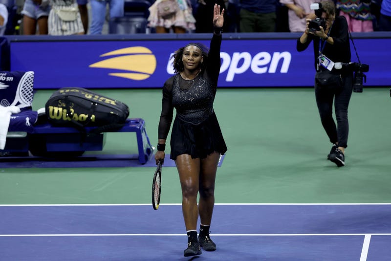 Serena Williams of the United States thanks the fans after being defeated by Ajla Tomlijanovic of Australia during their Women's Singles Third Round match on Day Five of the 2022 US Open at USTA Billie Jean King National Tennis Center on September 02, 2022 in the Flushing neighborhood of the Queens borough of New York City. 