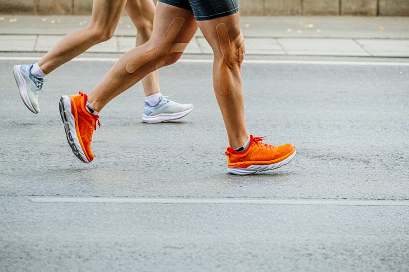 Man and woman running
