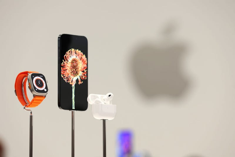 The new Apple Watch Ultra, iPhone 14 and AirPods Pro are displayed during an Apple special event on September 07, 2022 in Cupertino, California.