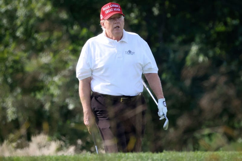 Former U.S. President Donald Trump golfs at Trump National Golf Club September 13, 2022 in Sterling, Virginia.