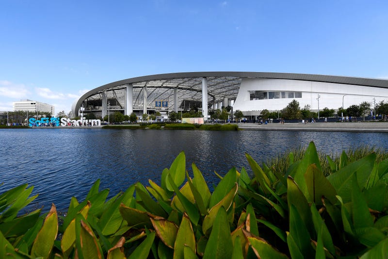 An exterior view of SoFi Stadium prior to a game between the Atlanta Falcons and Los Angeles Rams at SoFi Stadium on September 18, 2022 in Inglewood, California.