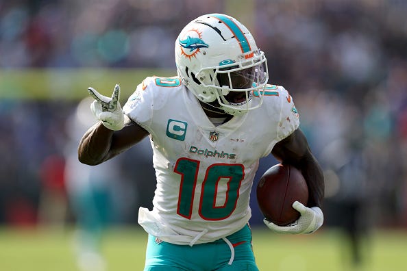 Tyreek Hill and the Dolphins will play on Sunday Night Football. 