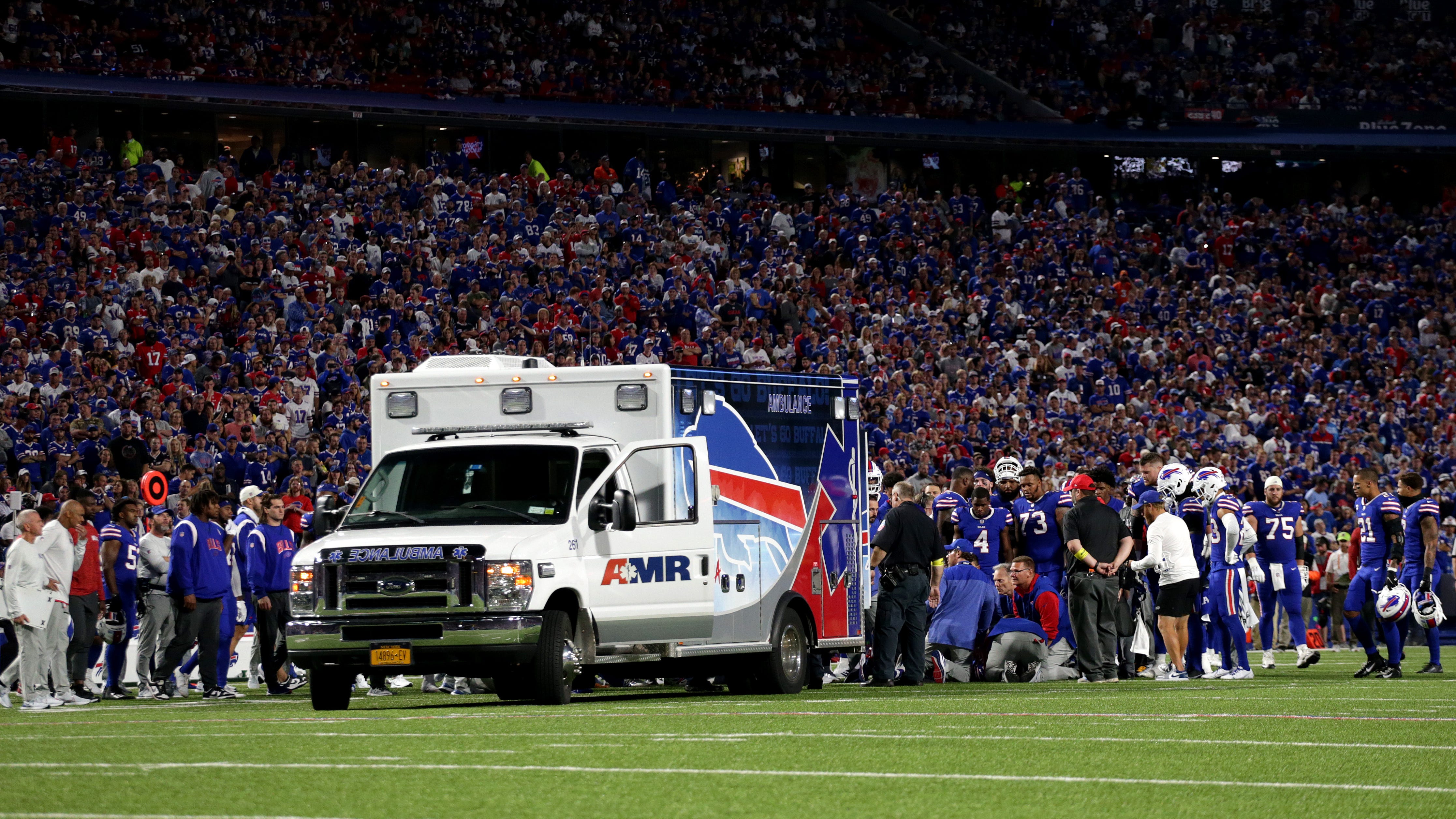 Dane Jackson leaves Monday's game in ambulance after taking friendly-fire hit