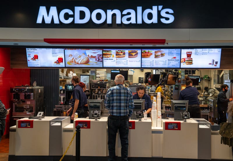 A customer places an order at a McDonald's Restaurant along the New York State Thruway in Hannacroix, New York.