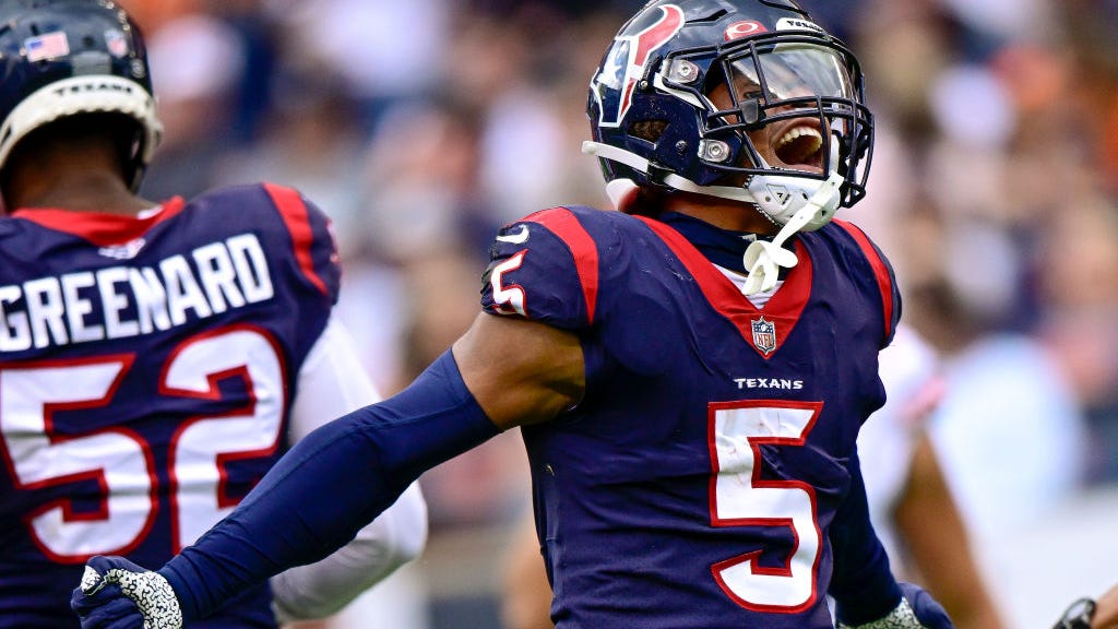 Texans safety Jalen Pitre joins postgame show after career game against Bears