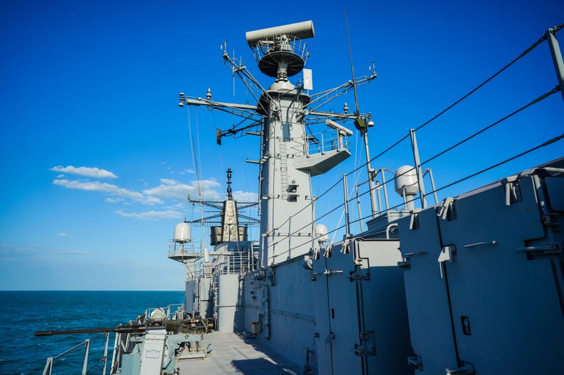 The deck of US Navy ship. 