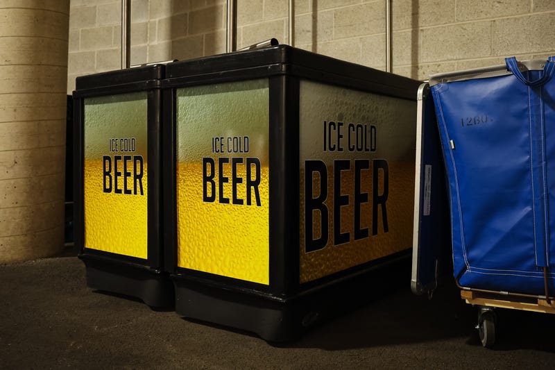 beer coolers in football stadium corridor 