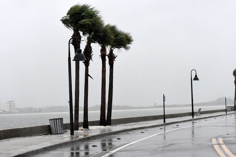 ST. PETE BEACH, FLORIDA - SEPTEMBER 28: Strong surf and high winds arrive at St. Pete Beach bay as Hurricane Ian approaches on September 28, 2022 in St. Pete Beach, Florida. Ian is hitting the area as a likely Category 4 hurricane.