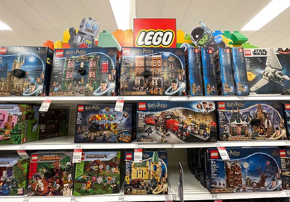 Harry Potter themed Lego sets are displayed on a shelf at a Target store on September 29, 2022 in San Rafael, California.