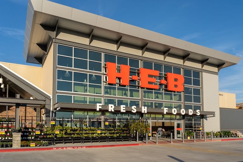 Entrance to an H-E-B in Pearland, TX