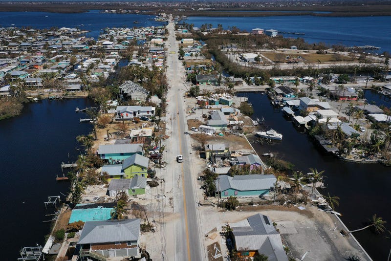 Destruction on Pine Island sustained during Hurricane Ian is shown on October 03, 2022 in Pine Island, Florida
