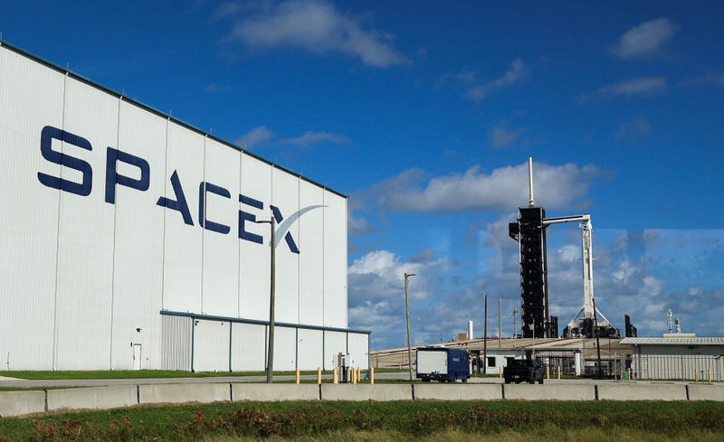SpaceX’s Falcon 9 rocket with the Dragon spacecraft atop is seen as Space X and NASA prepare for the launch of the Crew-5 mission, on October 04, 2022 in Cape Canaveral, Florida.