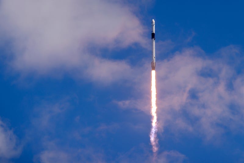  SpaceX’s Falcon 9 rocket with the Dragon spacecraft atop takes off from Launch Complex 39A at NASA's Kennedy Space Center on October 05, 2022 in Cape Canaveral, Florida. 