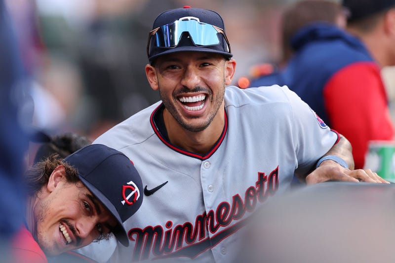 Carlos Correa #4 of the Minnesota Twins looks on against the Chicago White Sox at Guaranteed Rate Field on October 05, 2022 in Chicago, Illinois.