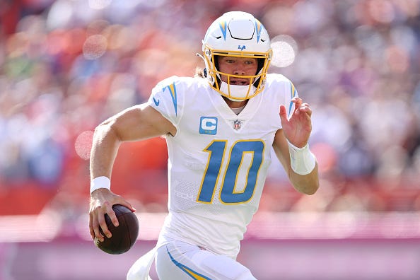 Justin Herbert and the Chargers will play in the 1:00 window in Week 9. 