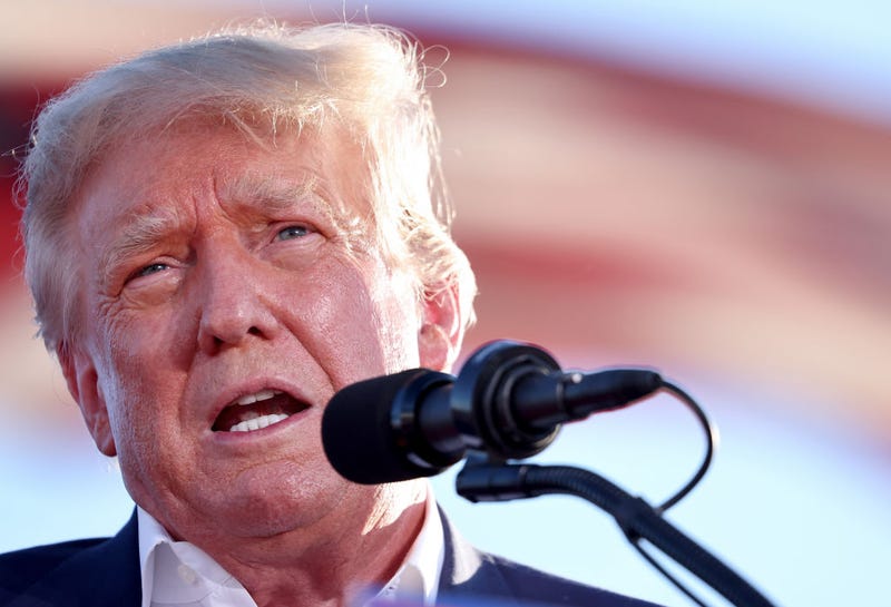 Former U.S. President Donald Trump speaks at a campaign rally at Legacy Sports USA on October 09, 2022 in Mesa, Arizona. Trump was stumping for Arizona GOP candidates, including gubernatorial nominee Kari Lake, ahead of the midterm election on November 8. (Photo by Mario Tama/Getty Images)